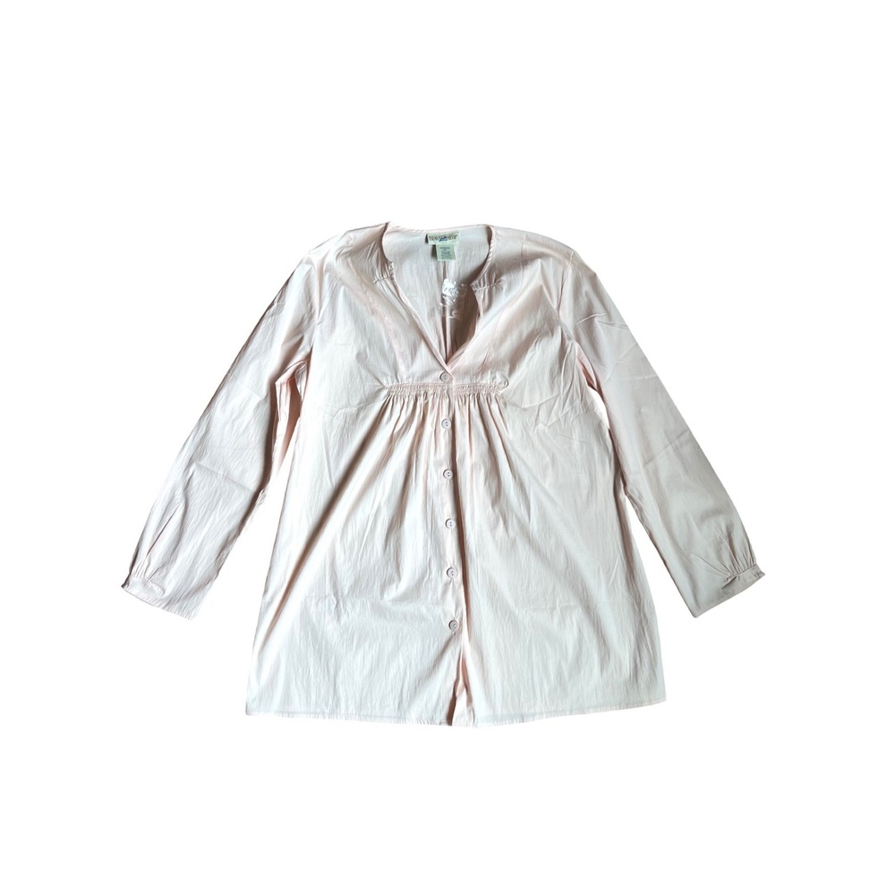 TravelSmith MP Pale Pink Empire Waist Tunic Top Long Sleeve Pastel Softgirl